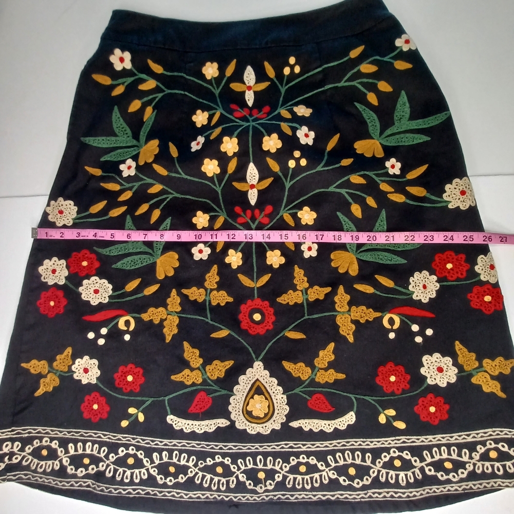 Eshakti Custom Wayward Fancies Floral Embroidered Embellished A-line Skirt - Picture 8 of 11